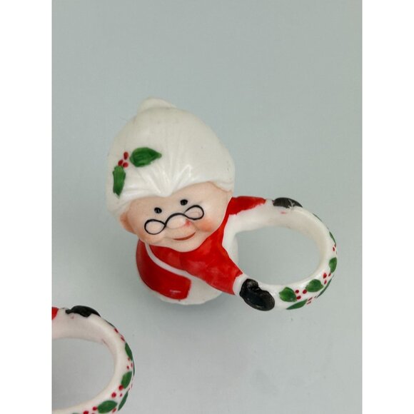 Vintage Set of 2 Mrs Claus Taper Candle Hugger Christmas Holiday Decoration Cute - Picture 4 of 14